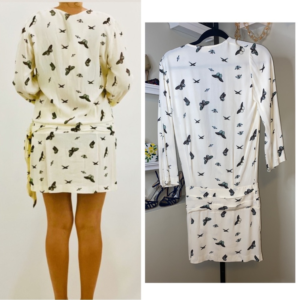 BA&SH
Butterfly-print Crewneck 3/4-sleeves Dress In White - Picture 2 of 12